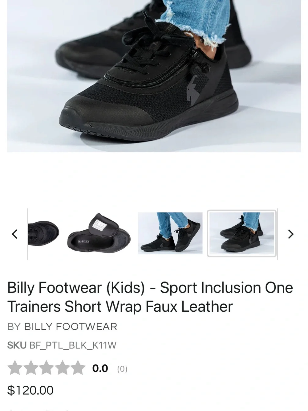 Billy Footwear Kids Black Sport Inclusion One Sneaker